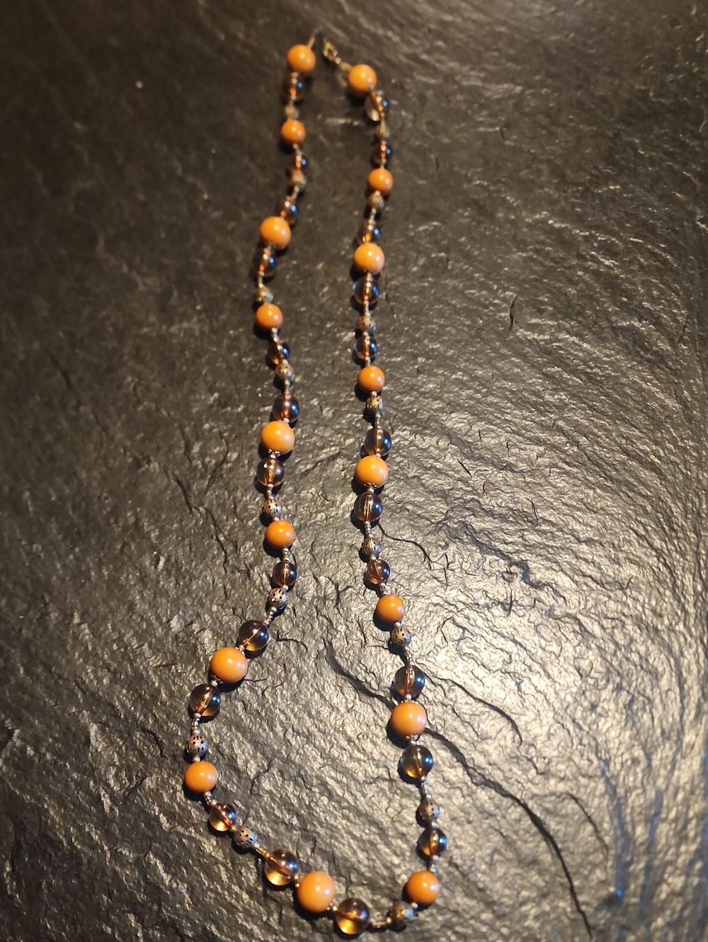 Vintage Orange and Amber Beaded Necklace - Women Jewelry